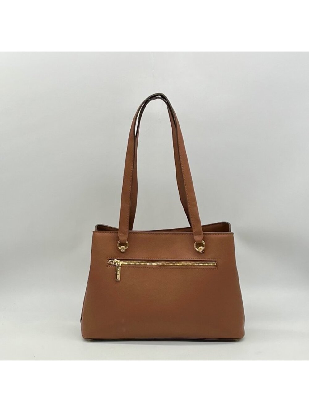 Anne Klein Brown Faux Leather Medium Triple Compartment Satchel Bag - Picture 2 of 12